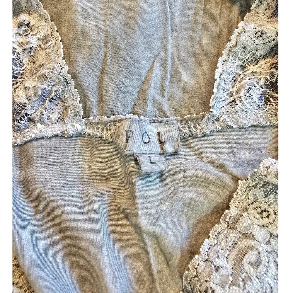 POL Gray Lace Overlay Midi Dress Boho Romantic Relaxed Fit Size Large - Picture 3 of 4